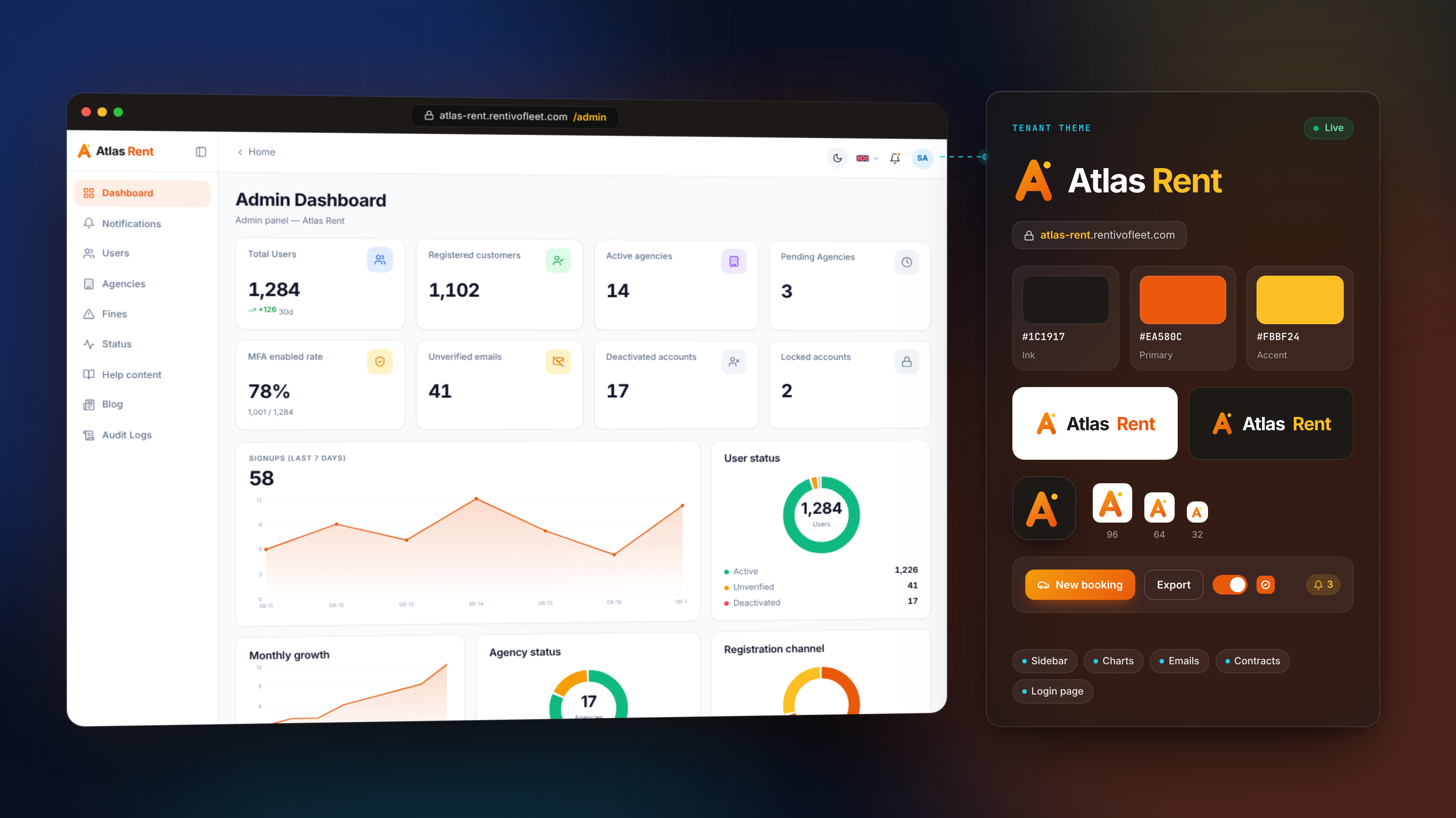 Admin Features — White label tenant brand