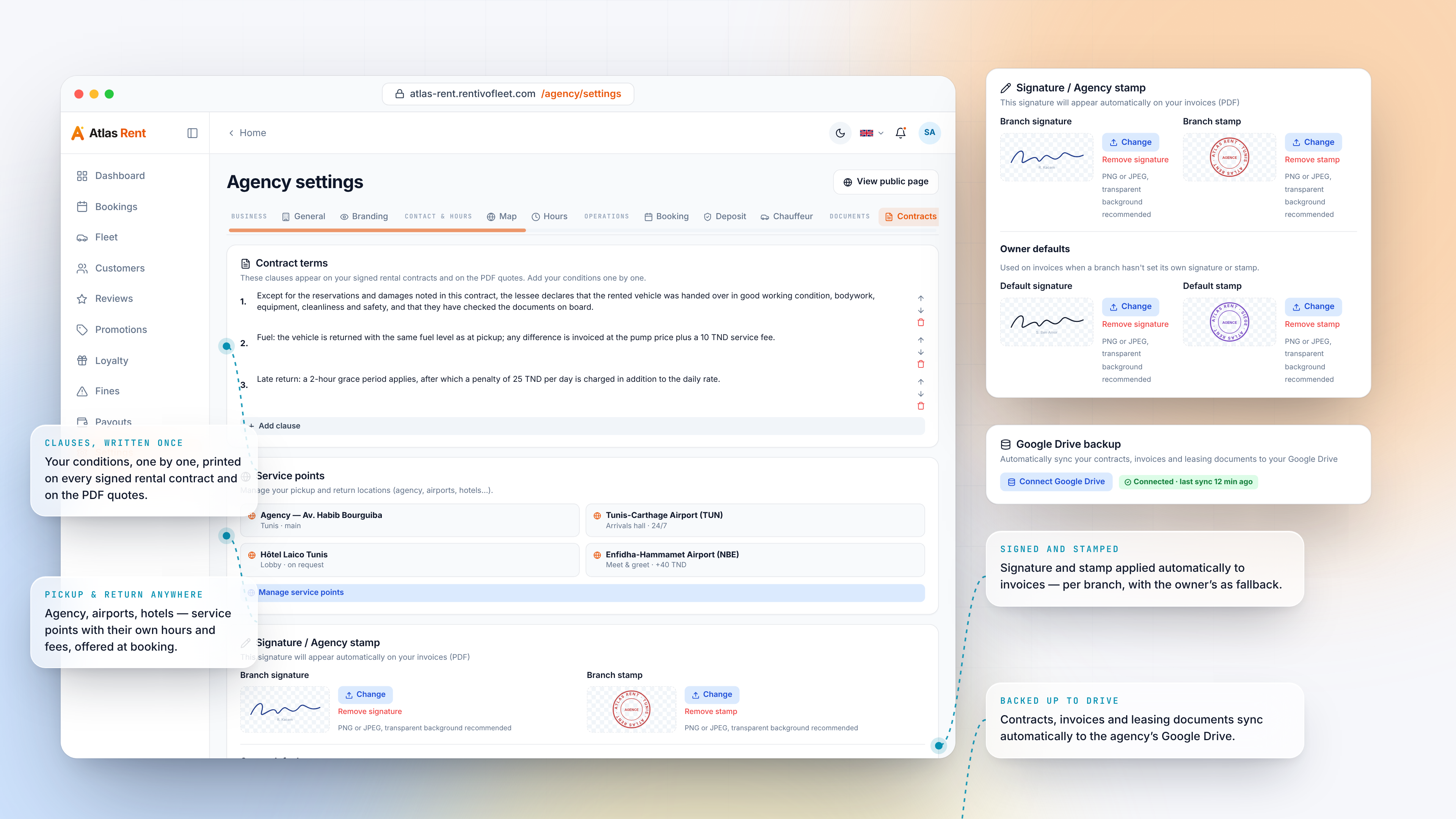 Agency Settings — Settings contracts signature light