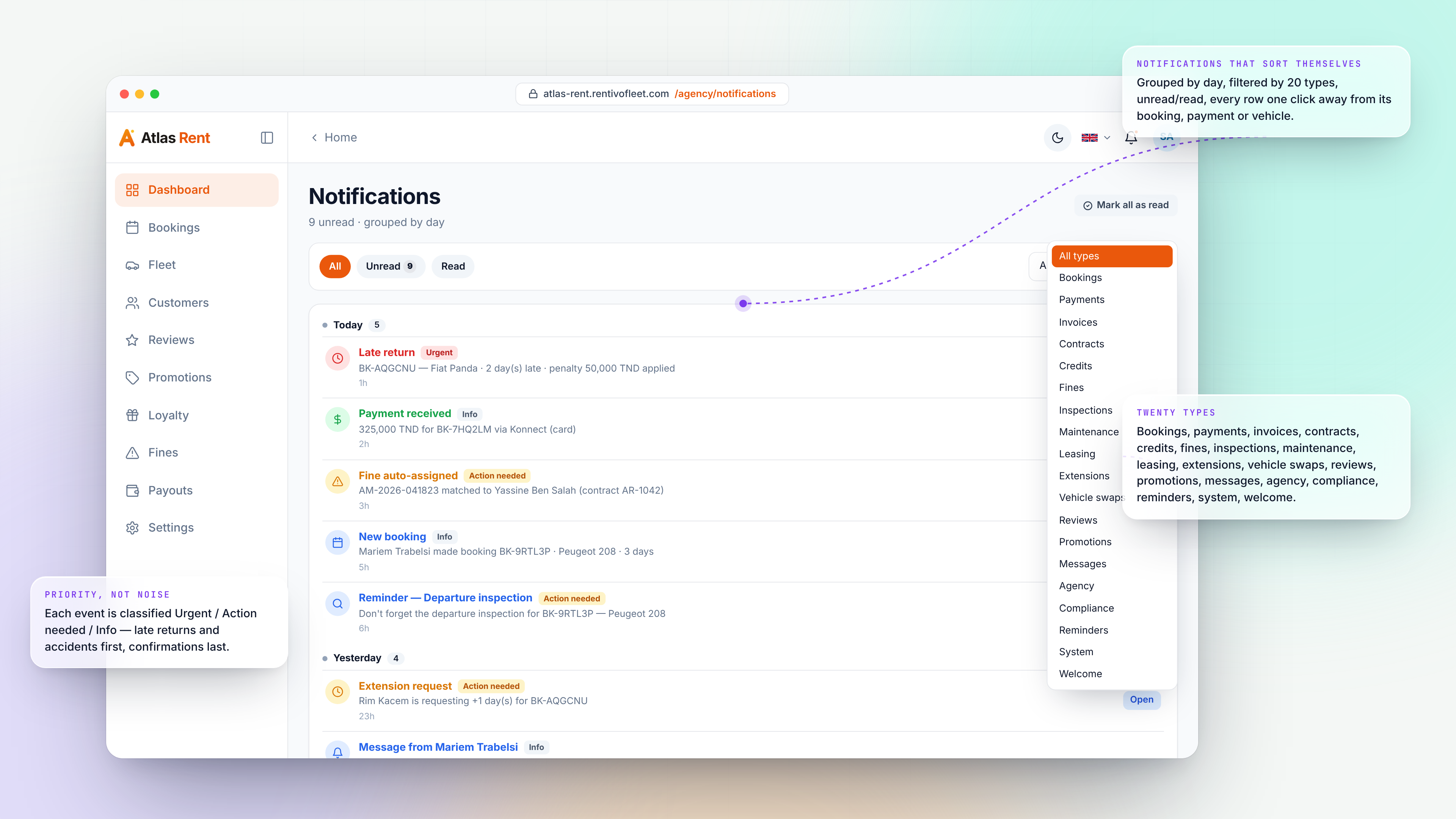 Dashboard, Notifications & Messages — Notifications light